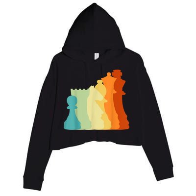 Retro Chess , Chess Player, Chess Crop Fleece Hoodie