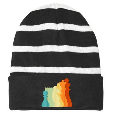 Retro Chess , Chess Player, Chess Striped Beanie with Solid Band