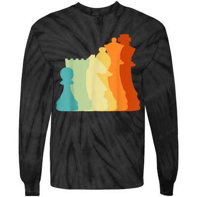 Retro Chess , Chess Player, Chess Tie-Dye Long Sleeve Shirt