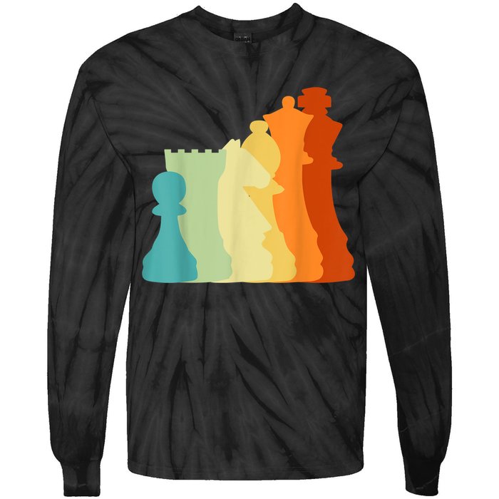 Retro Chess , Chess Player, Chess Tie-Dye Long Sleeve Shirt
