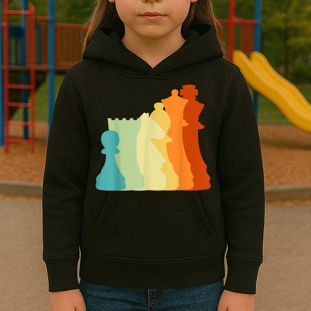 Retro Chess , Chess Player, Chess Kids Hoodie