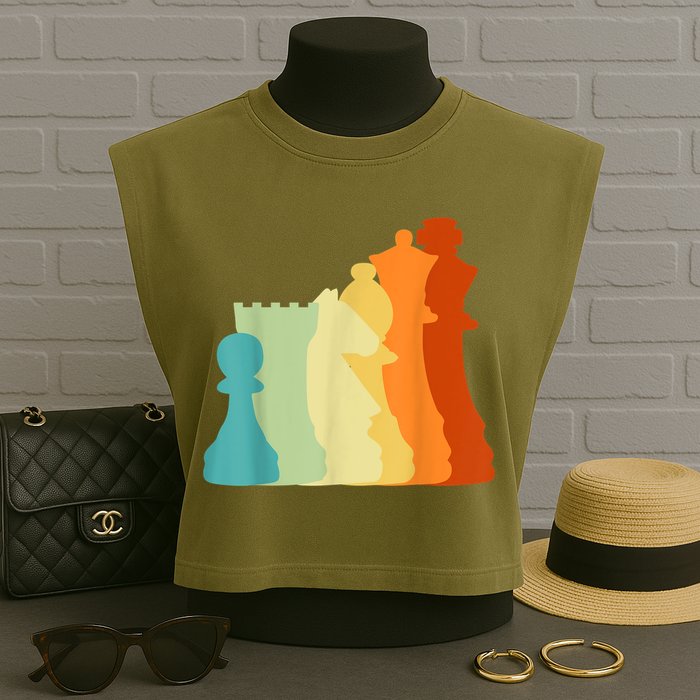 Retro Chess , Chess Player, Chess Garment-Dyed Women's Muscle Tee