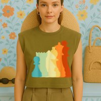 Retro Chess , Chess Player, Chess Garment-Dyed Women's Muscle Tee