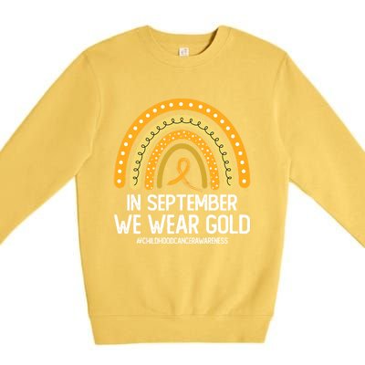 Rainbow Childhood Cancer Awareness Month In September We Wear Gold Premium Crewneck Sweatshirt