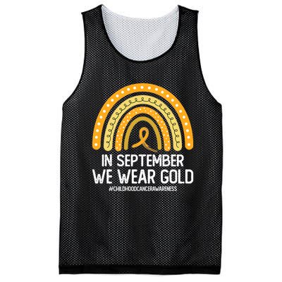 Rainbow Childhood Cancer Awareness Month In September We Wear Gold Mesh Reversible Basketball Jersey Tank