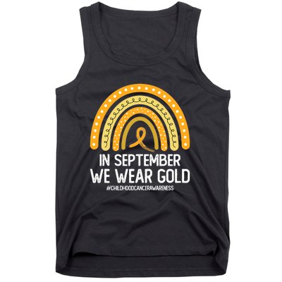 Rainbow Childhood Cancer Awareness Month In September We Wear Gold Tank Top