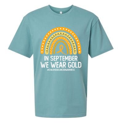 Rainbow Childhood Cancer Awareness Month In September We Wear Gold Sueded Cloud Jersey T-Shirt