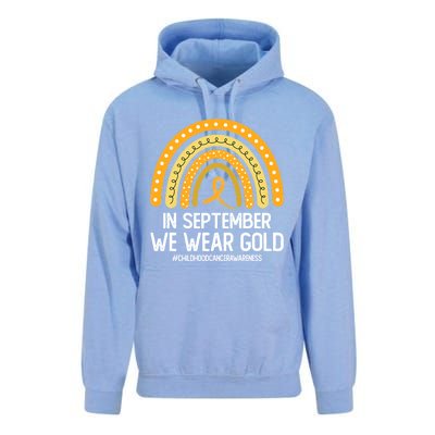 Rainbow Childhood Cancer Awareness Month In September We Wear Gold Unisex Surf Hoodie