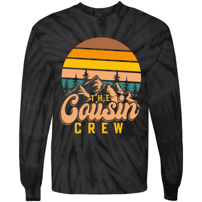 Retro Cousin Crew Mountain Funny Family Tie-Dye Long Sleeve Shirt