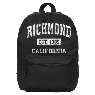 Richmond California Ca Vintage Established Sports 16 in Basic Backpack