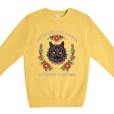 Retro Childless Cat Ladies Against Fascism Women Feminist Premium Crewneck Sweatshirt