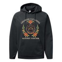 Retro Childless Cat Ladies Against Fascism Women Feminist Performance Fleece Hoodie