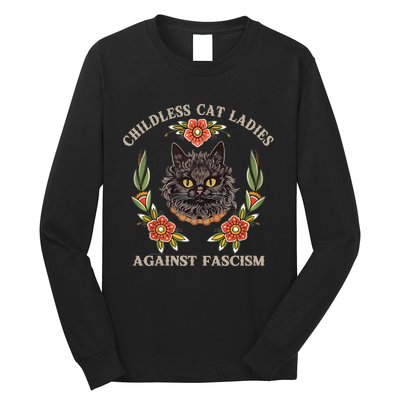 Retro Childless Cat Ladies Against Fascism Women Feminist Long Sleeve Shirt