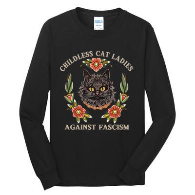 Retro Childless Cat Ladies Against Fascism Women Feminist Tall Long Sleeve T-Shirt