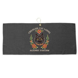 Retro Childless Cat Ladies Against Fascism Women Feminist Large Microfiber Waffle Golf Towel