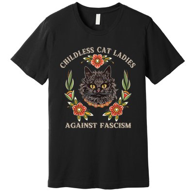 Retro Childless Cat Ladies Against Fascism Women Feminist Premium T-Shirt