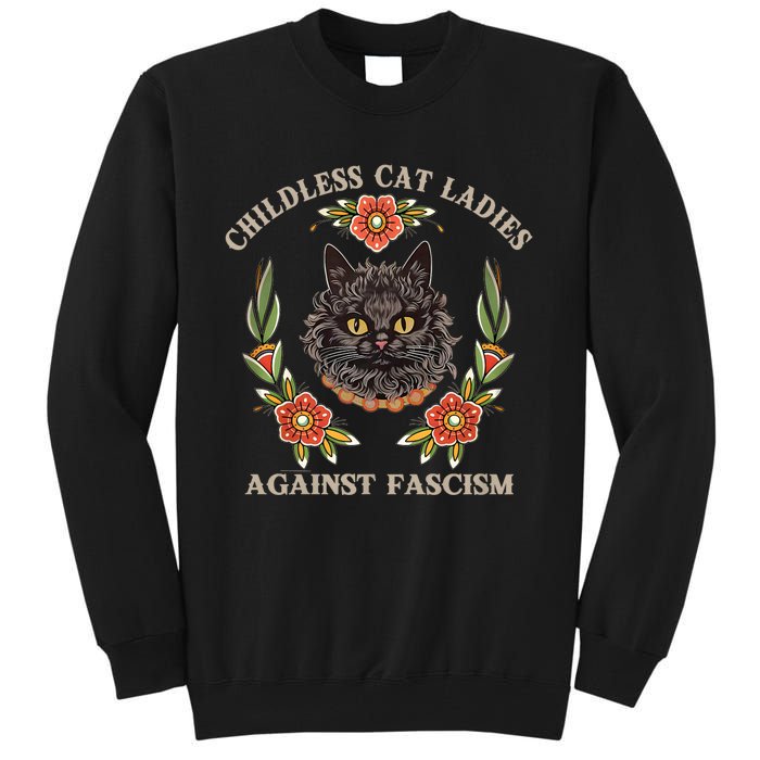 Retro Childless Cat Ladies Against Fascism Women Feminist Tall Sweatshirt