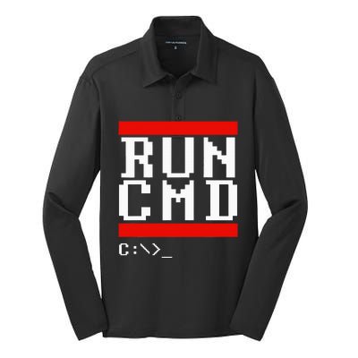 Run Cmd Computer Command Software Coder Programmer Silk Touch Performance Long Sleeve Polo