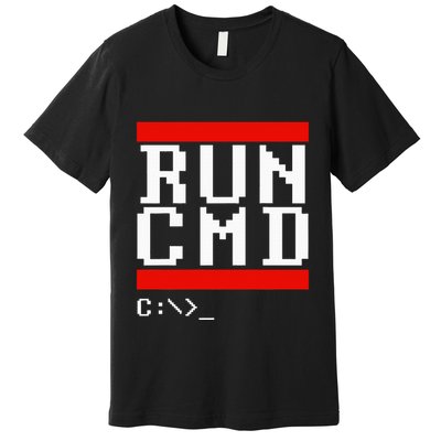 Run Cmd Computer Command Software Coder Programmer Premium T-Shirt