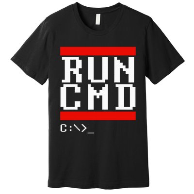 Run Cmd Computer Command Software Coder Programmer Premium T-Shirt