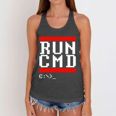 Run Cmd Computer Command Software Coder Programmer Women's Knotted Racerback Tank
