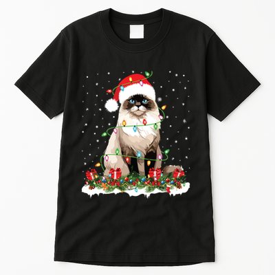 Ragdoll Cat Christmas Lights Xmas Holiday Cat Lover Tall T-Shirt