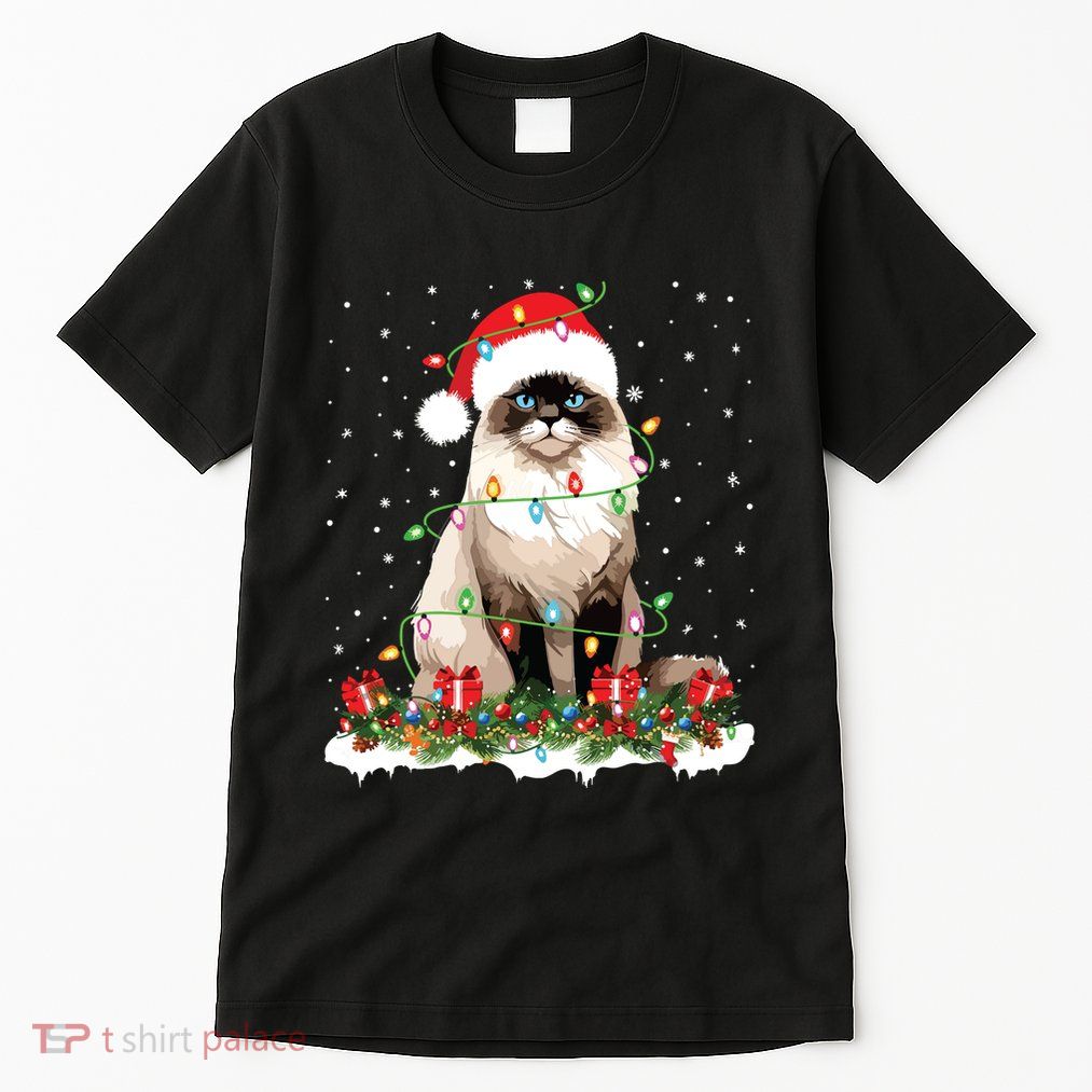 Ragdoll Cat Christmas Lights Xmas Holiday Cat Lover Tall T-Shirt