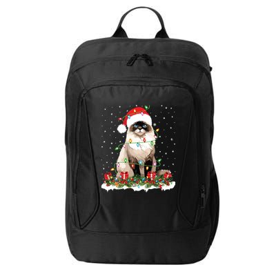 Ragdoll Cat Christmas Lights Xmas Holiday Cat Lover City Backpack