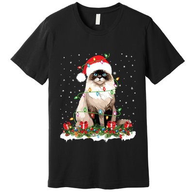 Ragdoll Cat Christmas Lights Xmas Holiday Cat Lover Premium T-Shirt