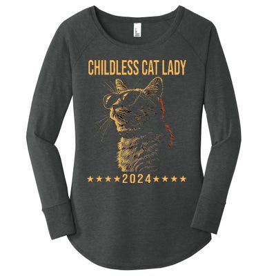 Retro Childless Cat Lady 2024 Ladies Women's Perfect Tri Tunic Long Sleeve Shirt