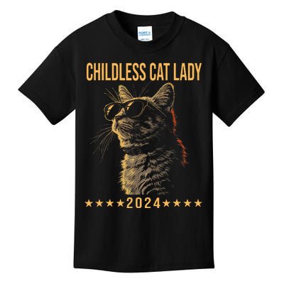 Retro Childless Cat Lady 2024 Ladies Kids T-Shirt