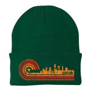 Retro Cleveland Cityscape Cleveland Oh Skyline Knit Cap Winter Beanie