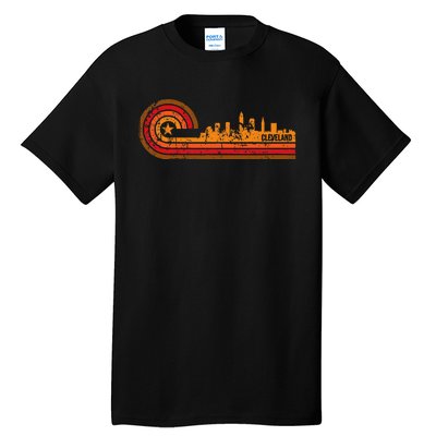 Retro Cleveland Cityscape Cleveland Oh Skyline Tall T-Shirt