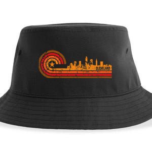 Retro Cleveland Cityscape Cleveland Oh Skyline Sustainable Bucket Hat