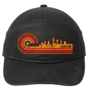 Retro Cleveland Cityscape Cleveland Oh Skyline 7-Panel Snapback Hat