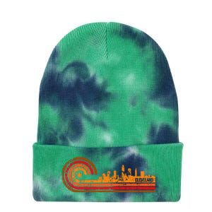 Retro Cleveland Cityscape Cleveland Oh Skyline Tie Dye 12in Knit Beanie