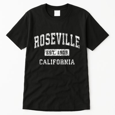 Roseville California Ca Vintage Established Sports Tall T-Shirt