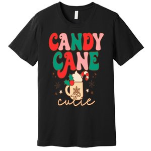 Retro Cute Candy Cane Cutie Christmas Hot Cocoa Funny Xmas Premium T-Shirt