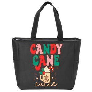 Retro Cute Candy Cane Cutie Christmas Hot Cocoa Funny Xmas Zip Tote Bag