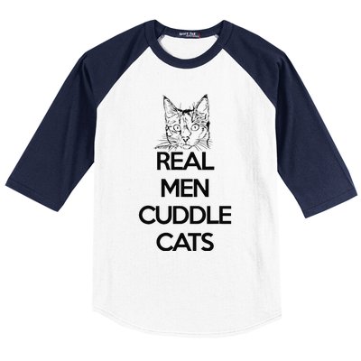 Real Cuddle Cats Funny Cat Fathers Gift Baseball Sleeve Shirt