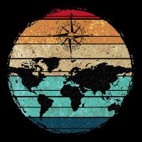 Retro Compass Countries Cartography World Map 7-Panel Snapback Hat
