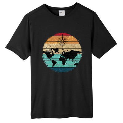 Retro Compass Countries Cartography World Map Tall Fusion ChromaSoft Performance T-Shirt