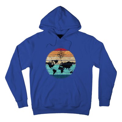 Retro Compass Countries Cartography World Map Hoodie