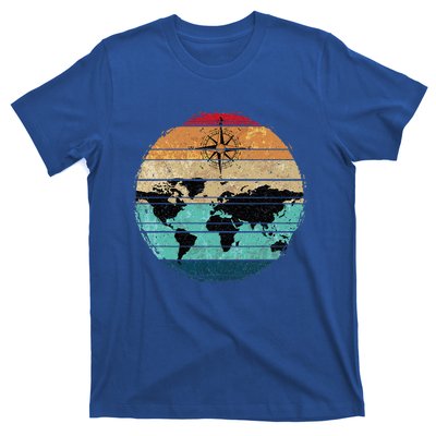 Retro Compass Countries Cartography World Map T-Shirt