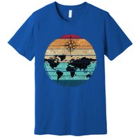 Retro Compass Countries Cartography World Map Premium T-Shirt