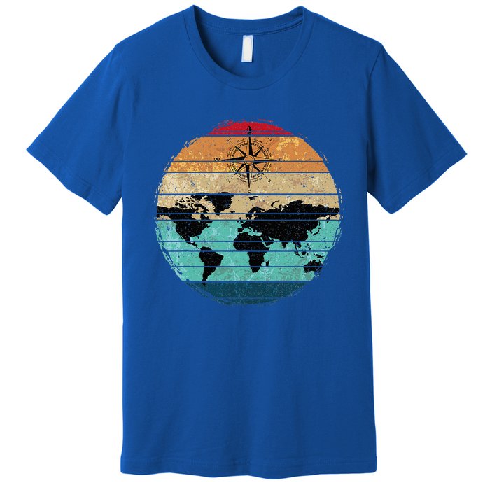 Retro Compass Countries Cartography World Map Premium T-Shirt