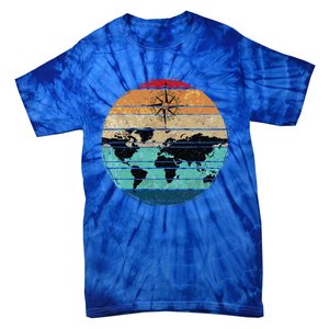 Retro Compass Countries Cartography World Map Tie-Dye T-Shirt