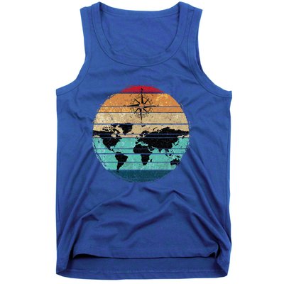 Retro Compass Countries Cartography World Map Tank Top