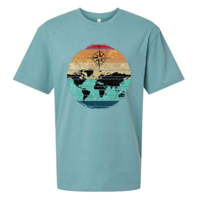 Retro Compass Countries Cartography World Map Sueded Cloud Jersey T-Shirt