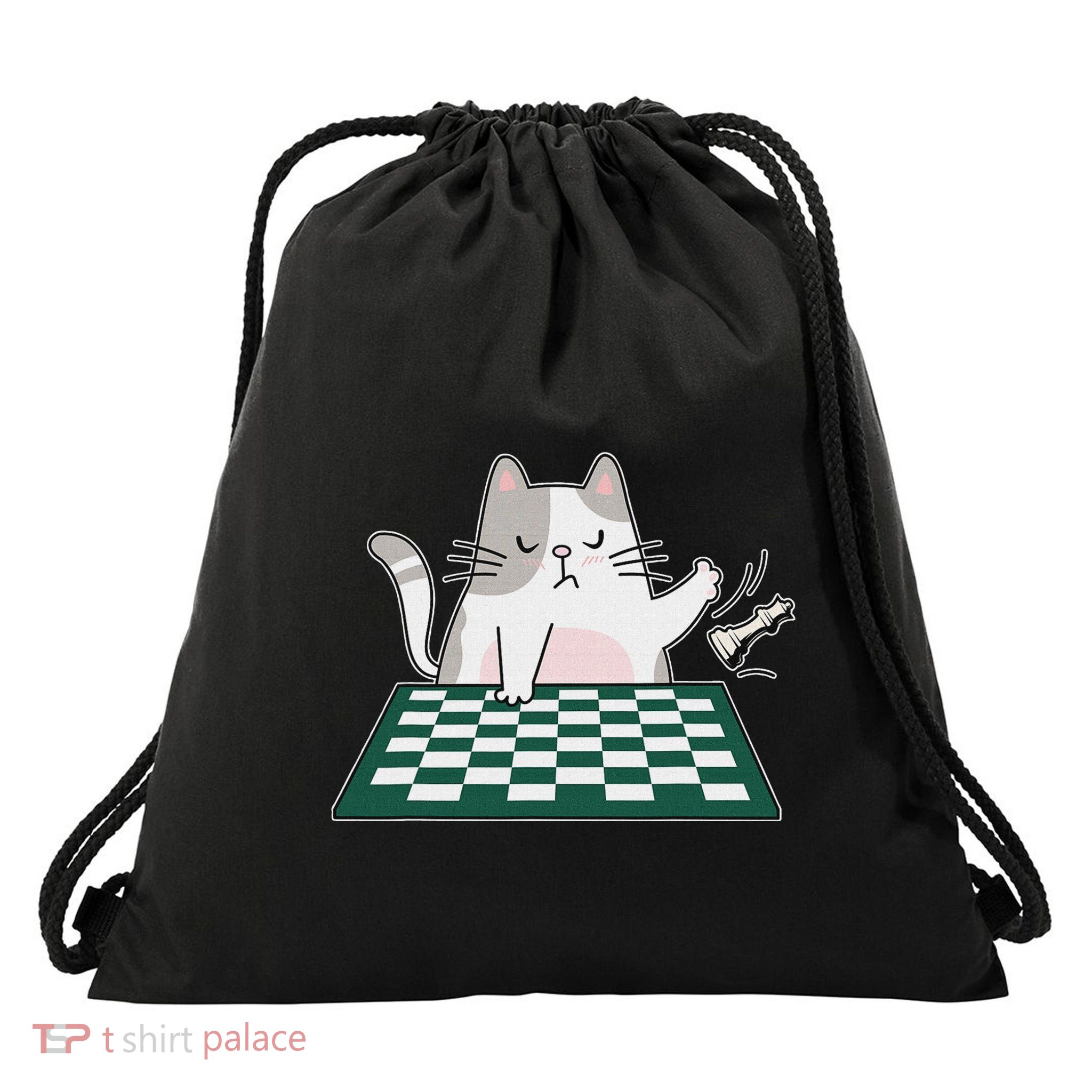 Rude Cat Chess Chess Board Game Drawstring Bag